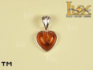 Jewellery SILVER sterling pendant.  Stone: amber. TAG: hearts; name: P-064-2; weight: 2.2g.