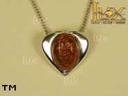 Jewellery SILVER sterling pendant.  Stone: amber. TAG: hearts; name: P-078; weight: 2.5g.