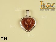 Jewellery SILVER sterling pendant.  Stone: amber. TAG: hearts; name: P-192; weight: 2.1g.