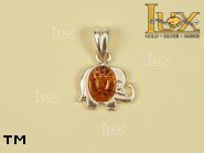 Jewellery SILVER sterling pendant.  Stone: amber. Elephant - a symbol of good luck. TAG: animals; name: P-210-2; weight: 1.1g.