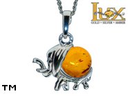 Jewellery SILVER sterling pendant.  Stone: amber. Elephant - a symbol of good luck. TAG: animals, signs; name: P-344; weight: 2.4g.