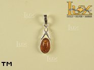 Jewellery SILVER sterling pendant.  Stone: amber. TAG: ; name: P-349; weight: 1g.