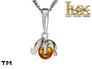 Jewellery SILVER sterling pendant.  Stone: amber. Elephant - a symbol of good luck. TAG: animals, signs; name: P-354; weight: 1.3g.