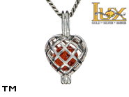 Jewellery SILVER sterling pendant.  Stone: amber. TAG: hearts, clasic; name: P-356; weight: 1.9g.