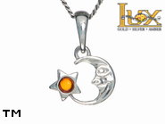 Jewellery SILVER sterling pendant.  Stone: amber. TAG: stars, signs; name: P-459; weight: 1g.