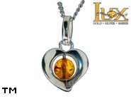Jewellery SILVER sterling pendant.  Stone: amber. TAG: hearts; name: P-497; weight: 1.5g.