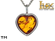 Jewellery SILVER sterling pendant.  Stone: amber. TAG: hearts; name: P-502-3; weight: 1.2g.