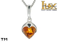 Jewellery SILVER sterling pendant.  Stone: amber. TAG: hearts, clasic; name: P-743; weight: 2.1g.