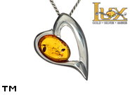 Jewellery SILVER sterling pendant.  Stone: amber. TAG: hearts; name: P-858; weight: 3g.