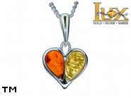 Jewellery SILVER sterling pendant.  Stone: amber. TAG: hearts; name: P-898; weight: 1.7g.