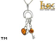 Jewellery SILVER sterling pendant.  Stone: amber. TAG: hearts, signs; name: P-911-1; weight: 4.3g.