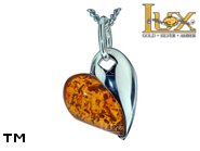 Jewellery SILVER sterling pendant.  Stone: amber. Heart. TAG: hearts, signs; name: P-916; weight: 2.8g.