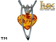 Jewellery SILVER sterling pendant.  Stone: amber. TAG: hearts; name: P-994-2; weight: 1.4g.