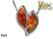 Jewellery SILVER sterling pendant.  Stone: amber. Heart TAG: hearts, modern; name: P-A24; weight: 2.4g.
