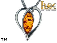 Jewellery SILVER sterling pendant.  Stone: amber. TAG: hearts, modern; name: P-A25; weight: 1.7g.
