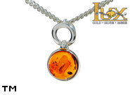 Jewellery SILVER sterling pendant.  Stone: amber. TAG: modern; name: P-E26; weight: 1.1g.