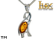 Jewellery SILVER sterling pendant.  Stone: amber. Elephant. TAG: animals; name: P-E41; weight: 2.1g.