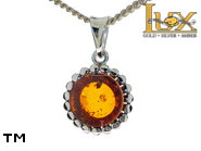 Jewellery SILVER sterling pendant.  Stone: amber. TAG: nature, modern; name: P-E47; weight: 1.5g.