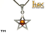 Jewellery SILVER sterling pendant.  Stone: amber. TAG: stars; name: P-K16; weight: 1.3g.