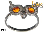 Jewellery SILVER sterling ring.  Stone: amber. TAG: nature, animals; name: R-H11; weight: 2.5g.