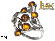 Jewellery SILVER sterling ring.  Stone: amber. classic
floral motif TAG: nature, clasic; name: R-H22-2; weight: 4.1g.